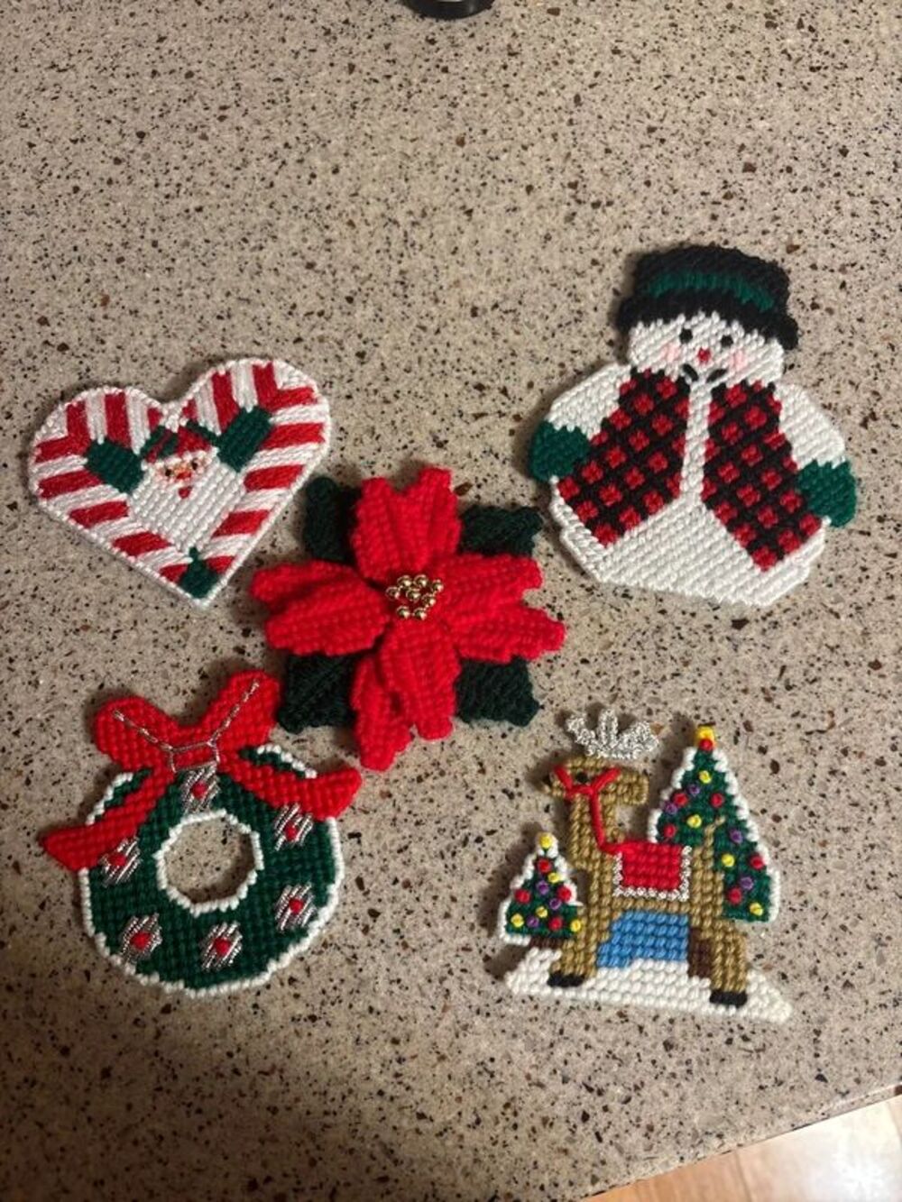 5 Plastic Canvas Needlepoint Christmas magnets